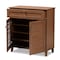 Baxton Studio Coolidge Walnut Finished 4-Shelf Wood Shoe Storage Cabinet with Drawer 156-9388 - alternate 4